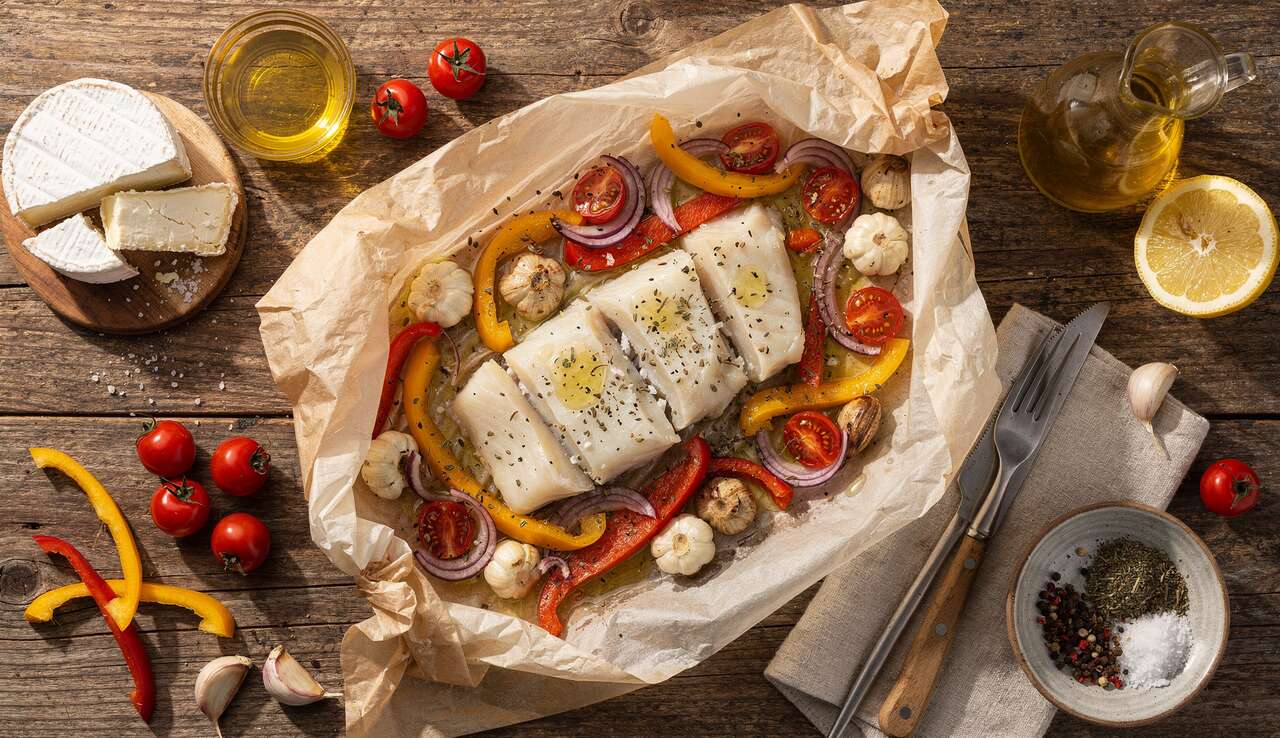 Papillote de cabillaud au fromage et poivrons : recette savoureuse