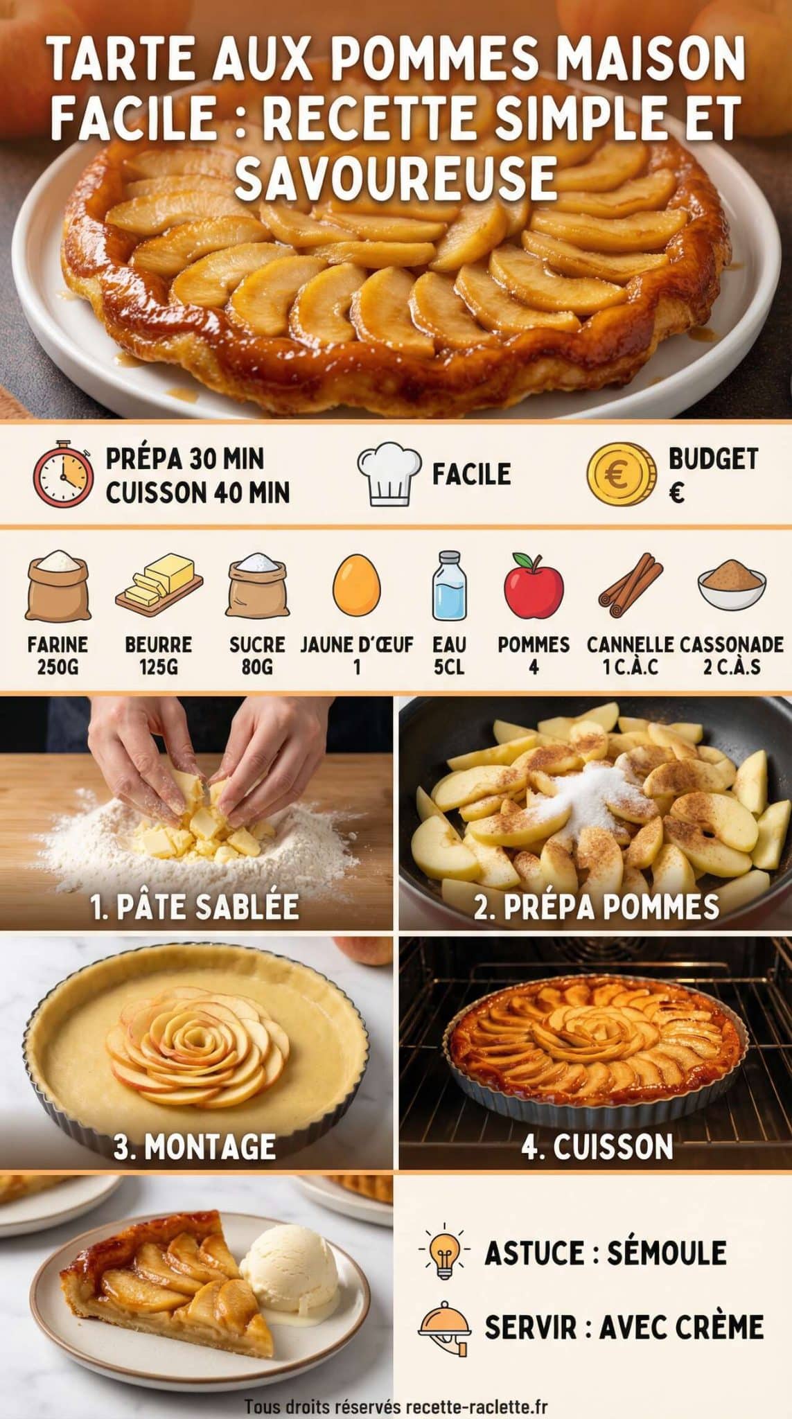 Fiche recette Tarte aux pommes maison facile : recette simple et savoureuse