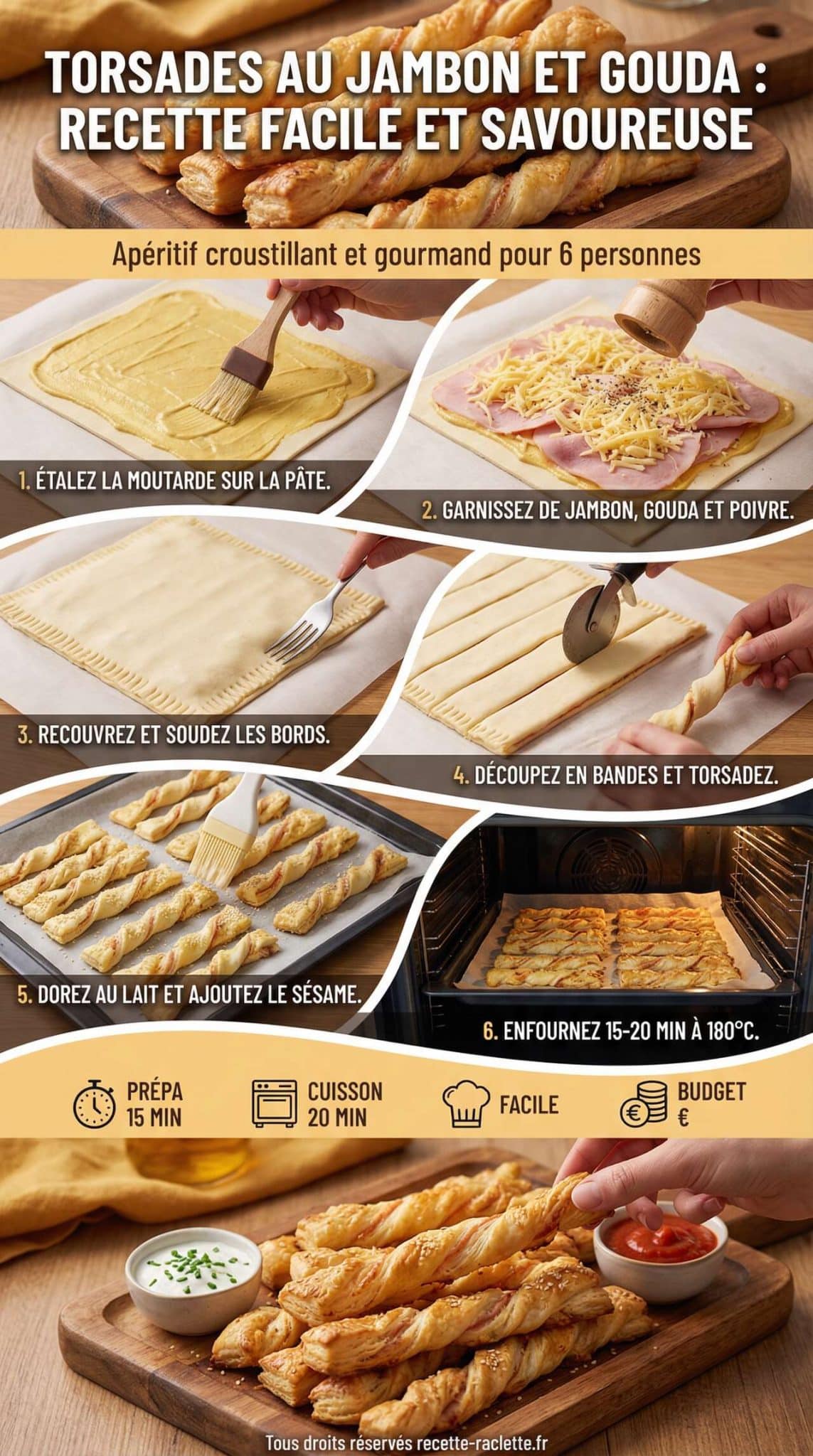 Fiche recette Torsades au jambon et gouda : recette facile et savoureuse