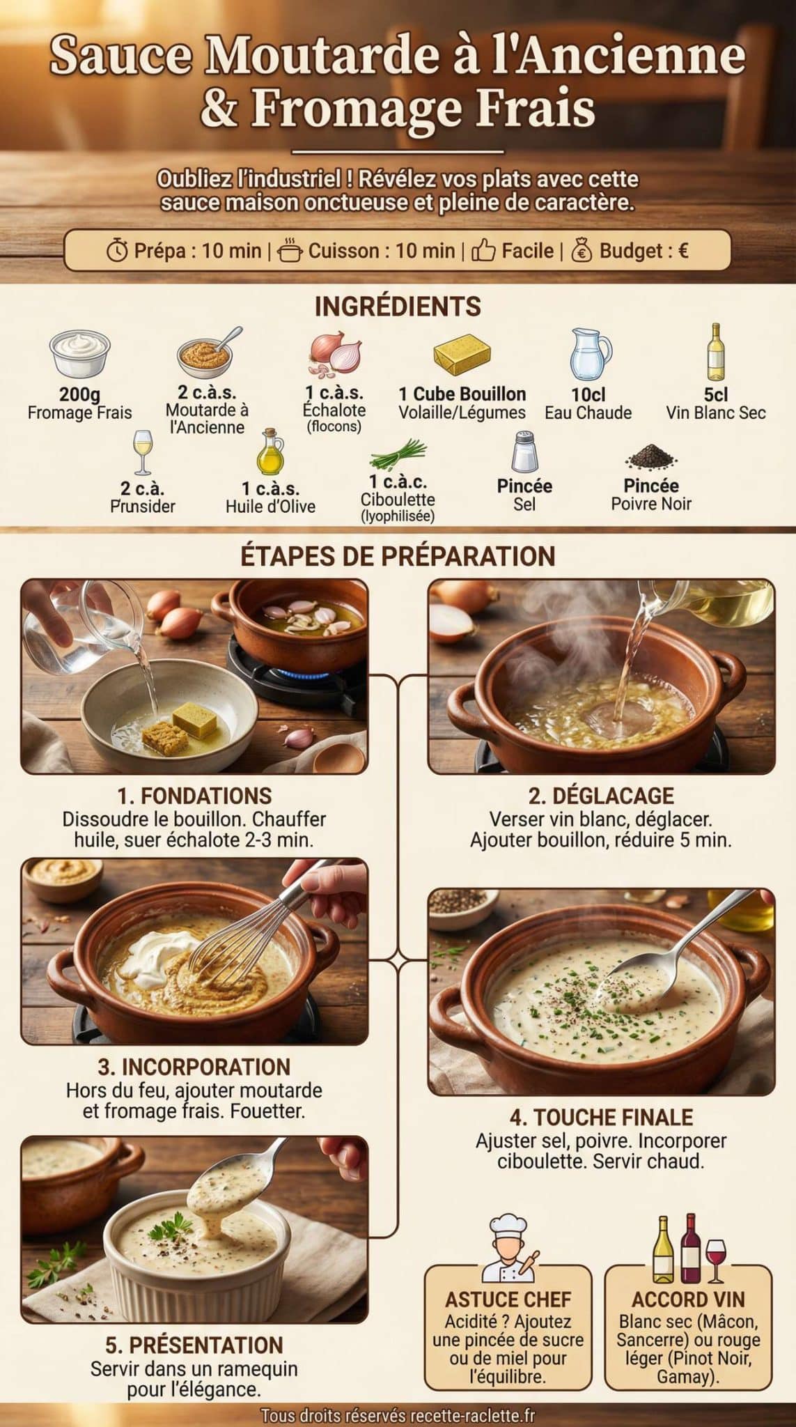 Fiche recette Recette : sauce &agrave; la moutarde &agrave; l'ancienne et fromage frais