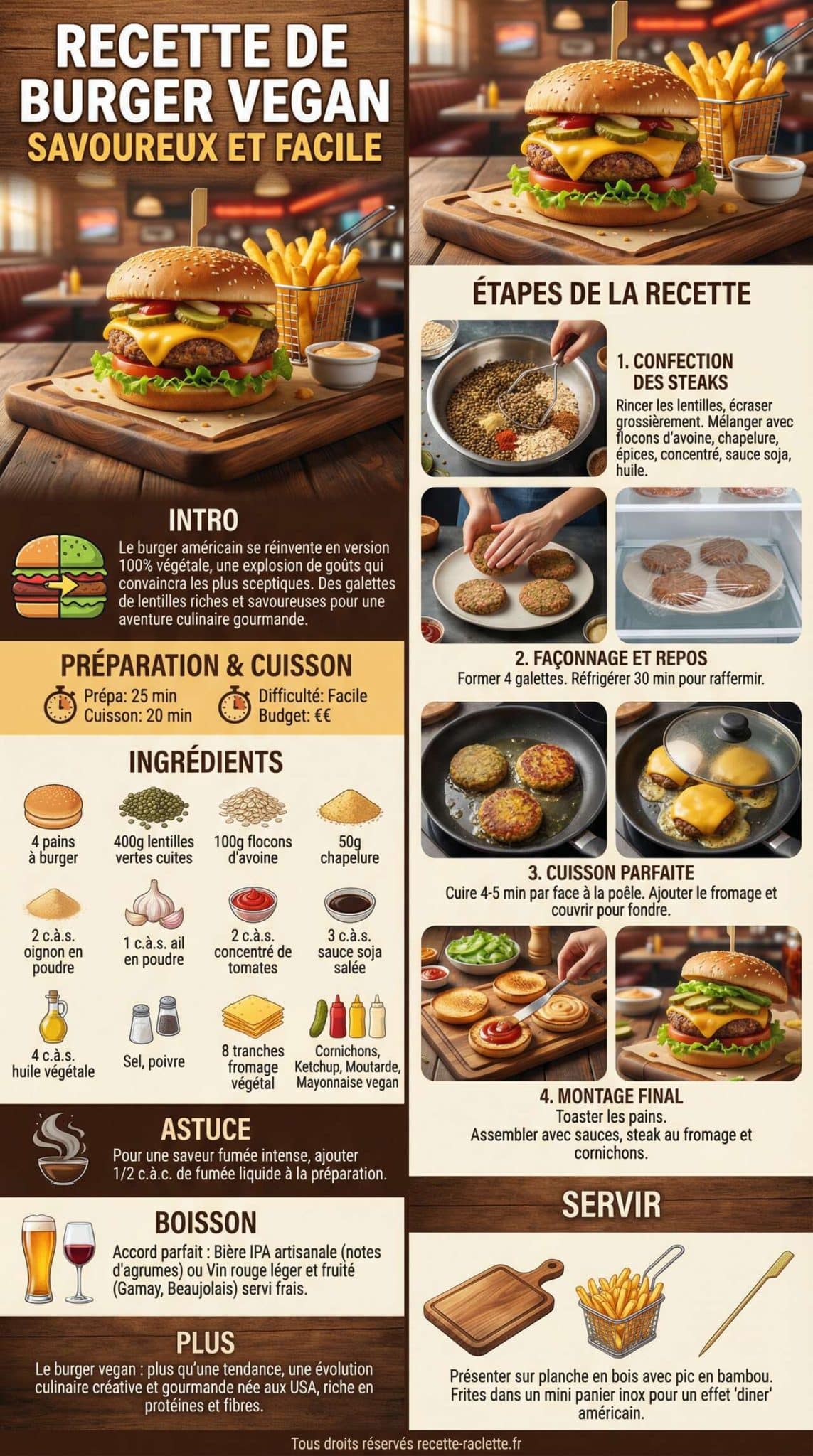 Fiche recette Recette de Burger Vegan Savoureux et Facile