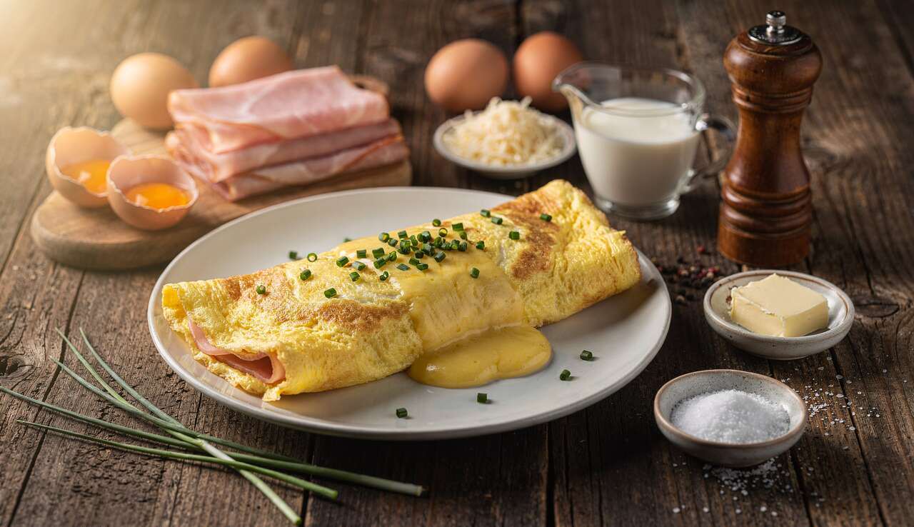 Omelette au fromage et jambon : recette gourmande facile