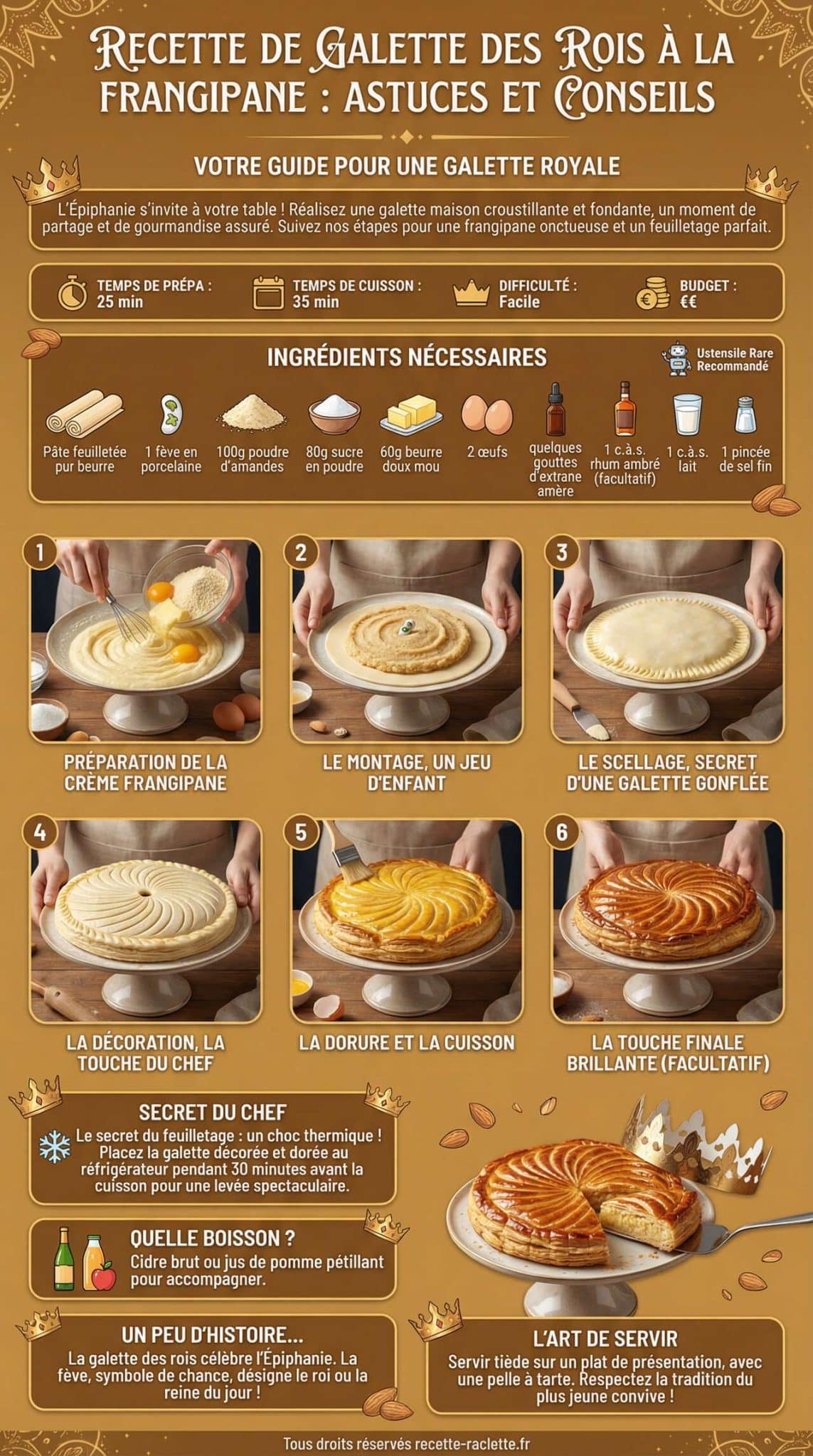 Fiche recette Recette de galette des rois &agrave; la frangipane : astuces et conseils