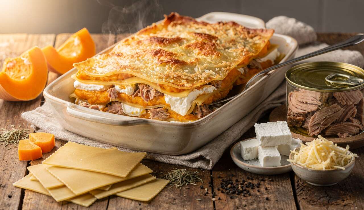 Lasagnes butternut, thon et chèvre frais : recette délicieuse et facile