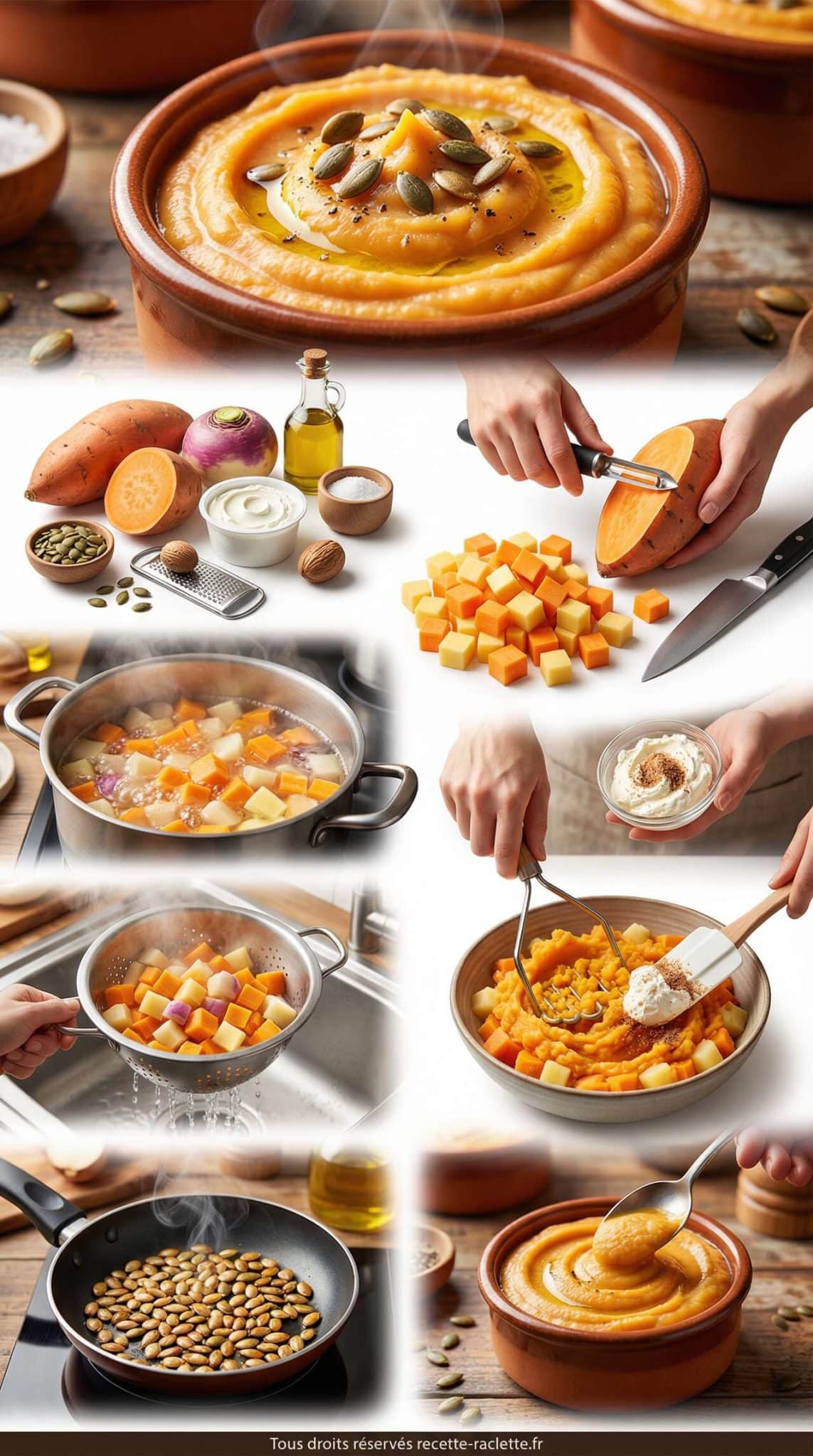 Fiche recette Purée de patates douces aux navets et fromage frais Fiche recette Purée de patates douces aux navets et fromage frais