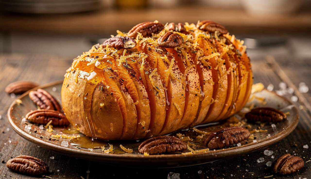 Courge Butternut Hasselback au Fromage