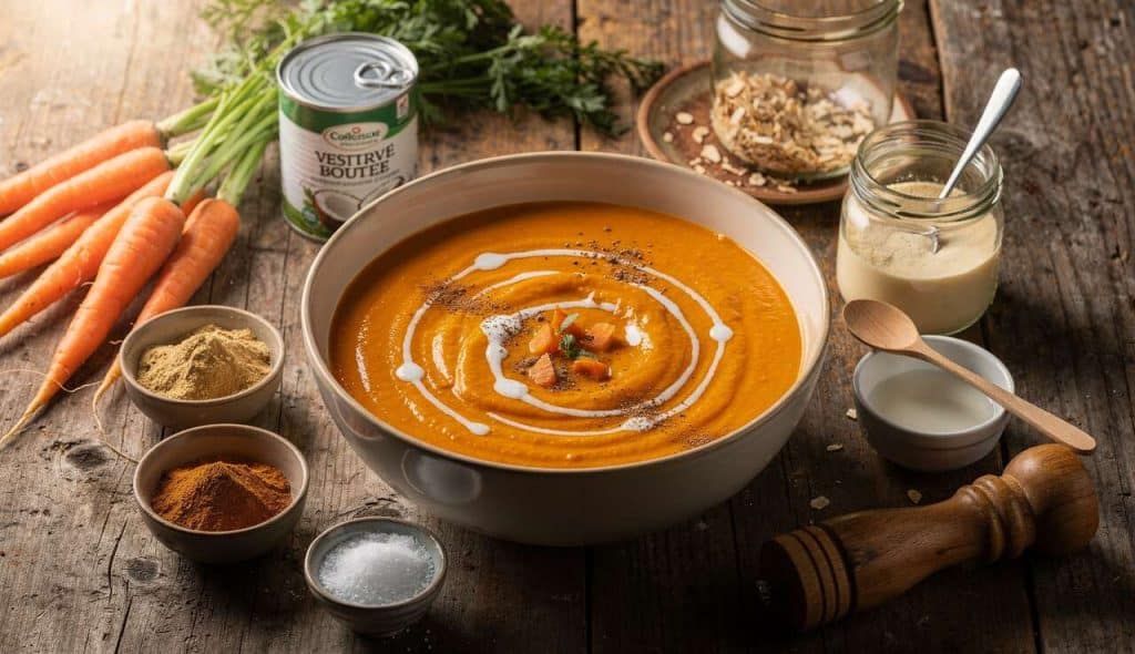 Velouté de carottes, coco, gingembre et cannelle