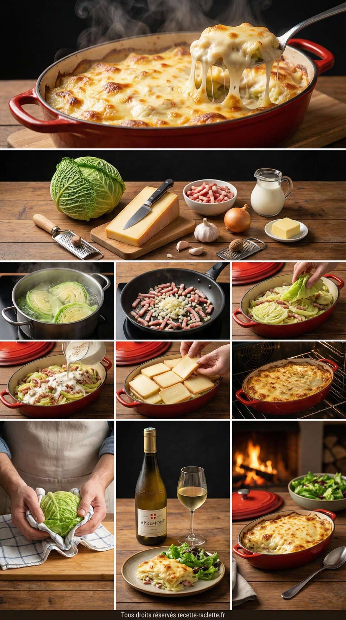 Fiche recette Gratin de choux au fromage &agrave; raclette : recette savoureuse