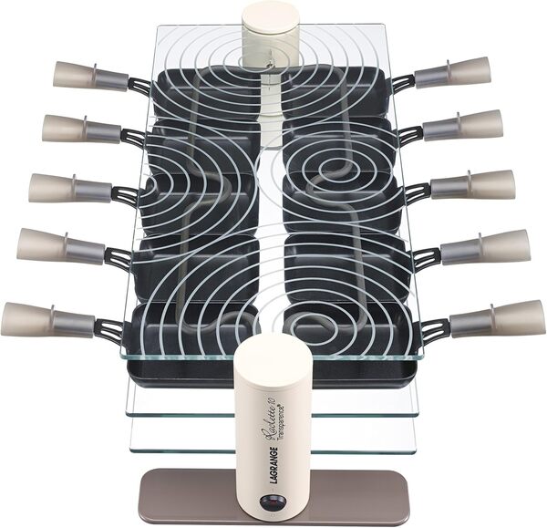 LAGRANGE Appareil à raclette 10 personnes, 1400 W, Plateaux verre, Repose poêlons intégré, Design épuré, Bouton marche/arrêt, 009904
