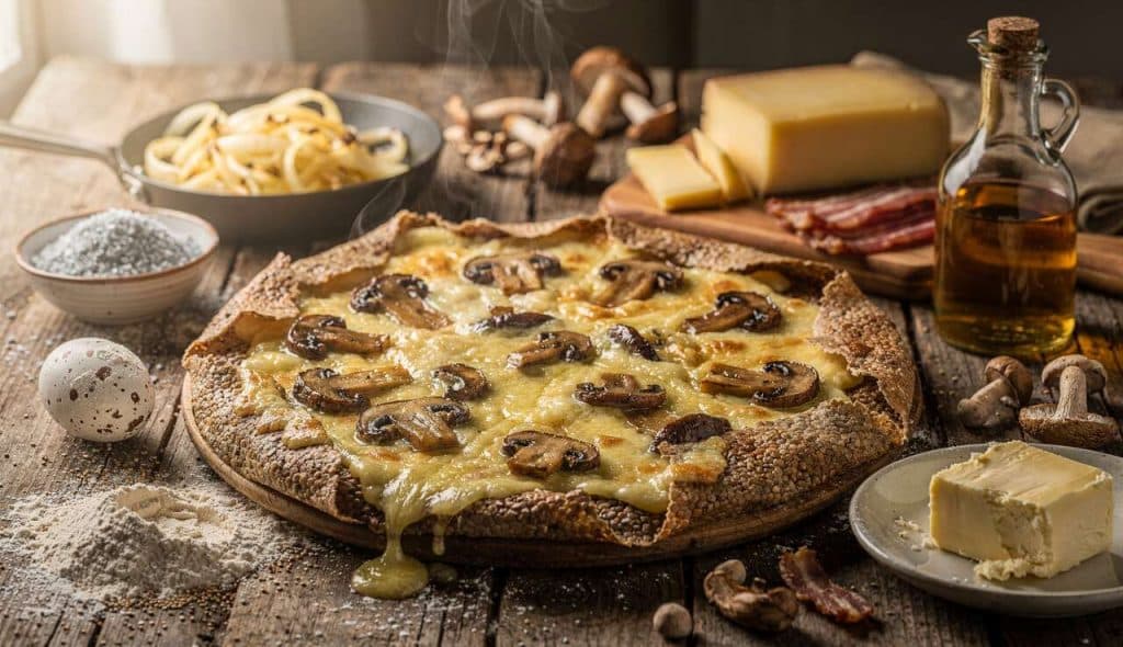 Galette de Blé Noir aux Champignons façon Raclette : recette Savoureuse