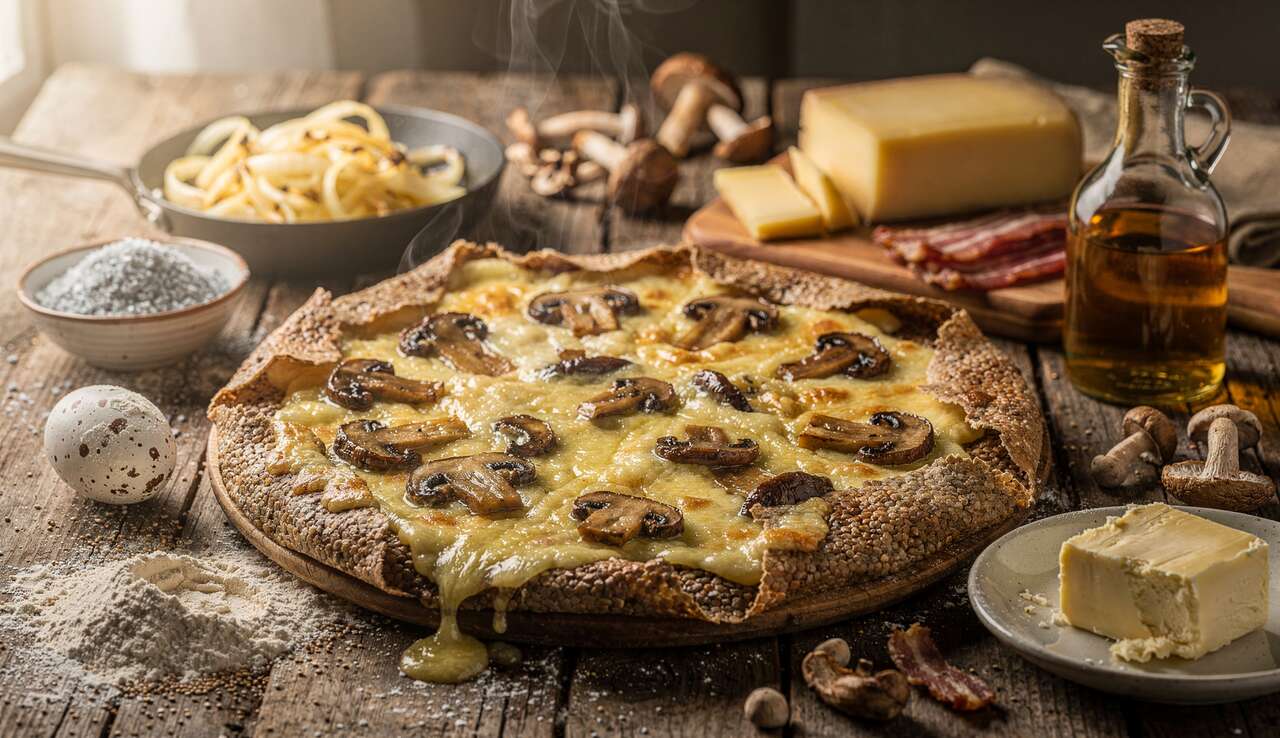 Galette de Blé Noir aux Champignons façon Raclette : recette Savoureuse