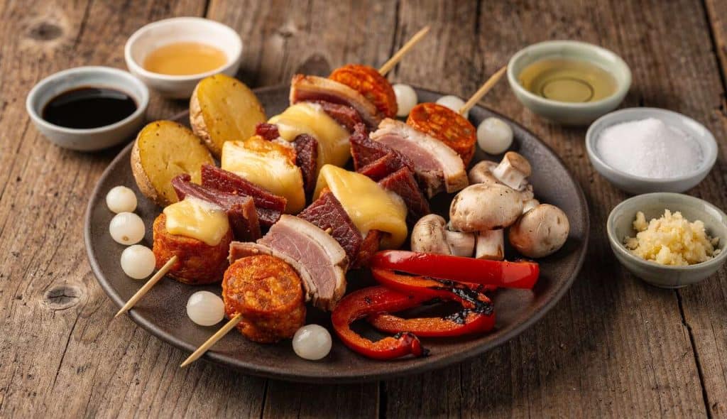 Trio de raclette façon yakitoris : une recette gourmande