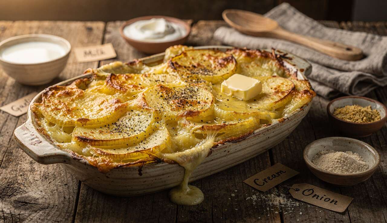 Gratin de panais et pommes de terre au fromage