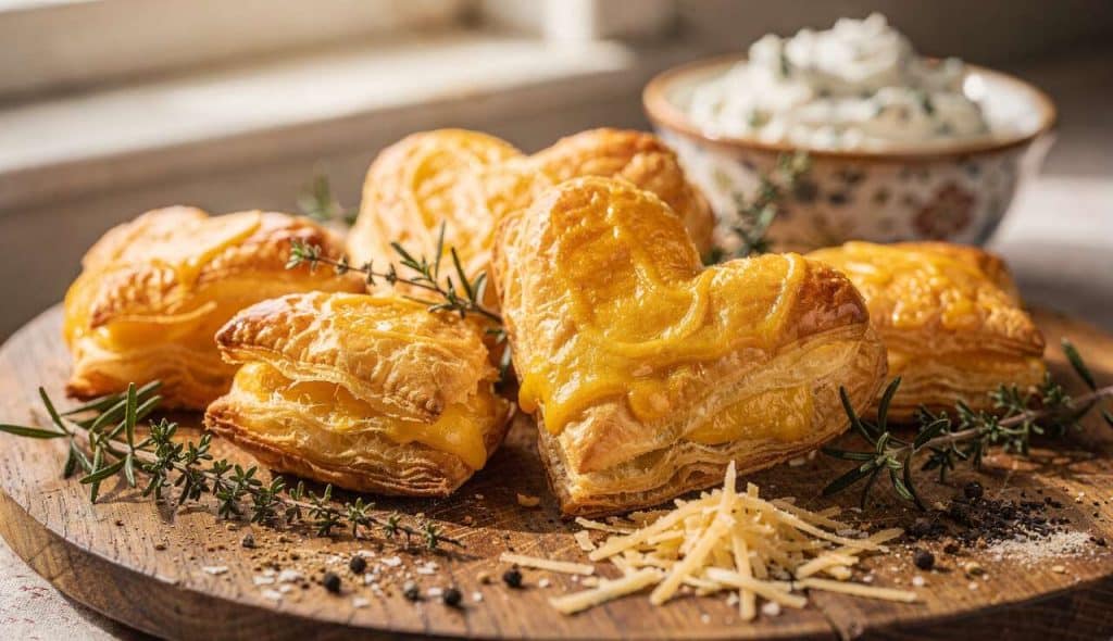 Recette : feuilletés au fromage en forme de cœur