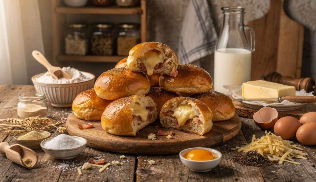 Brioches au fromage à raclette et lardons : recette gourmande