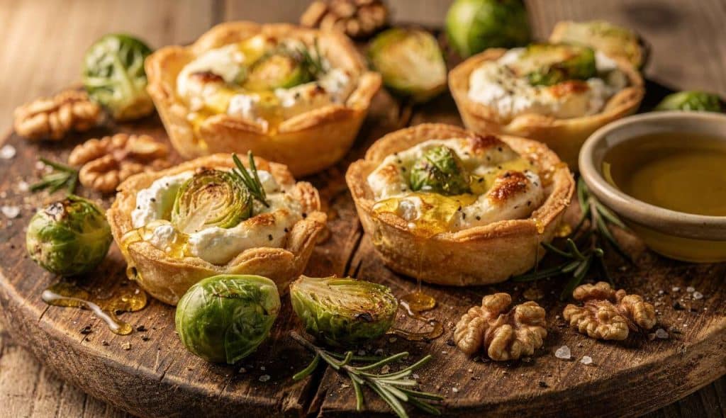 Tartelettes au chèvre frais et choux de Bruxelles : recette savoureuse