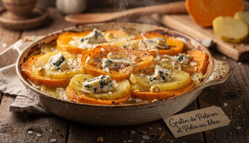 Gratin de potiron et pommes de terre au bleu