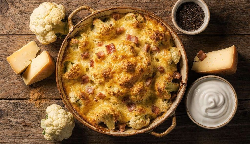 Gratin de chou-fleur à la raclette : recette savoureuse