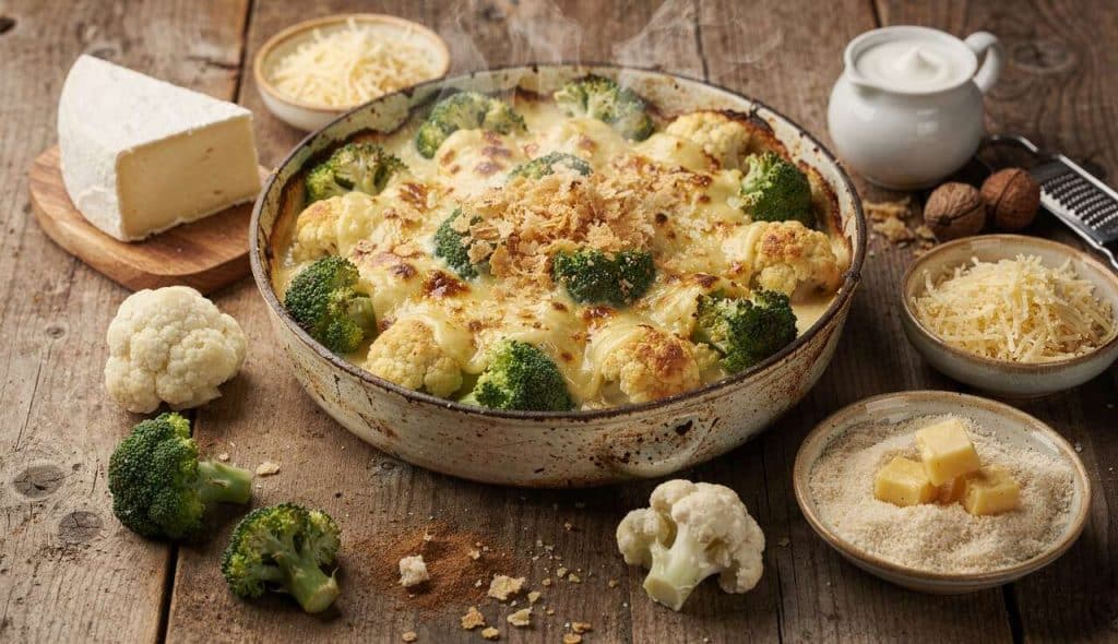 Recette savoureuse de gratin aux trois choux et fromage frais