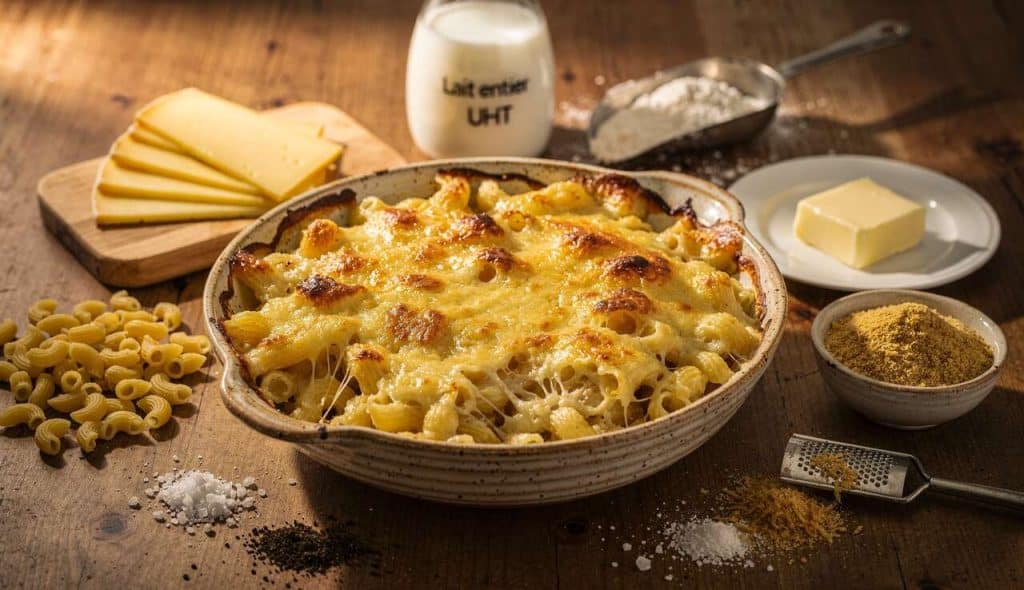 Gratin de coquillettes au fromage à raclette : recette gourmande