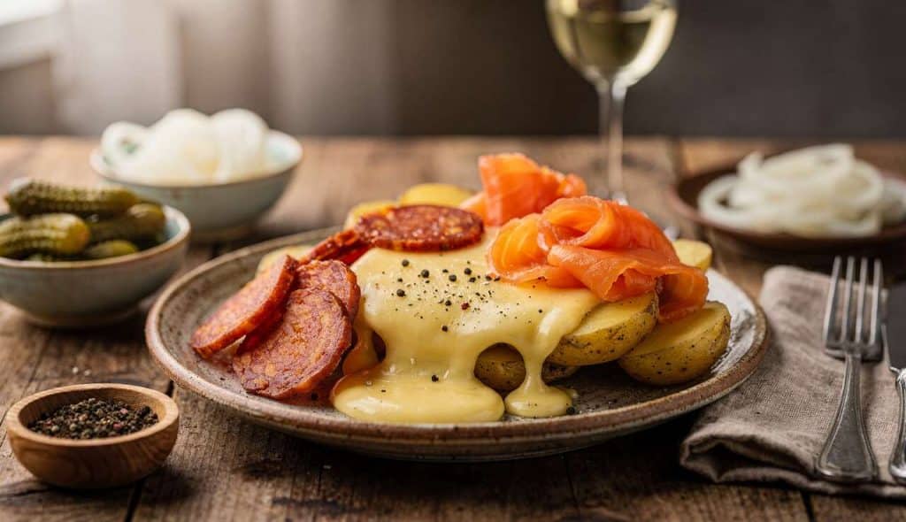 Raclette au chorizo et saumon fumé : recette gourmande