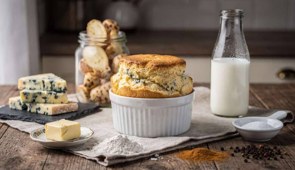 Soufflé au fromage bleu et topinambour : recette gourmande