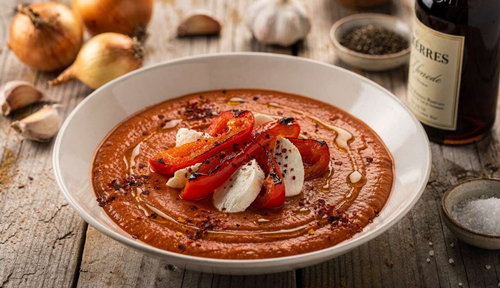 Velouté de poivron glacé au fromage frais : recette savoureuse !