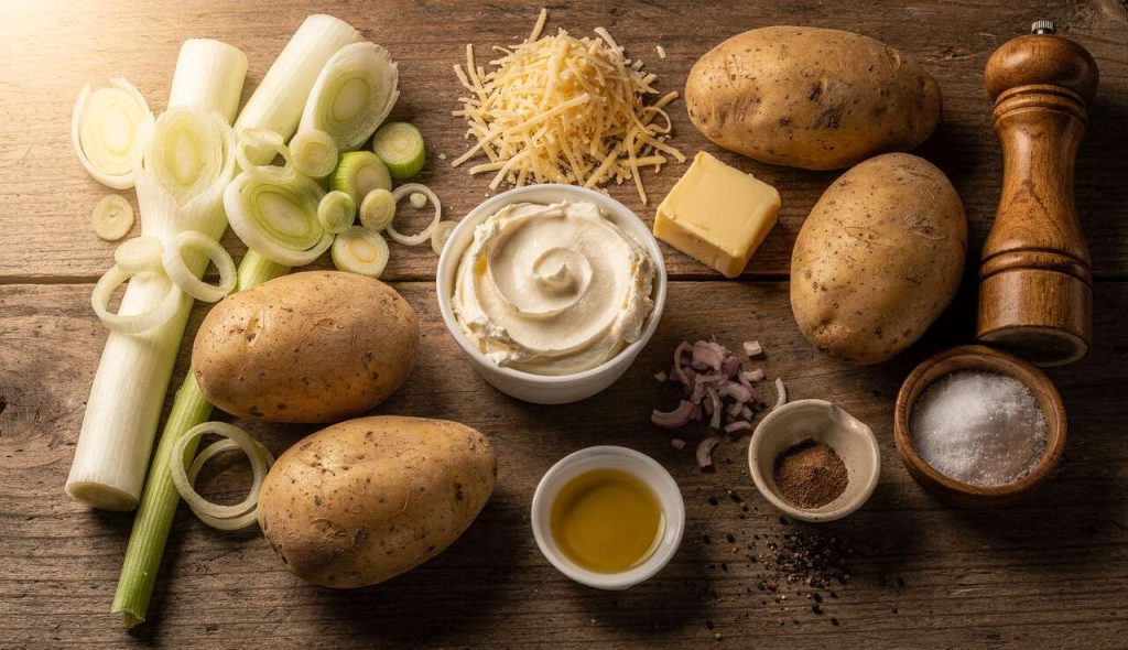 Pommes de terre farcies aux poireaux et fromage frais