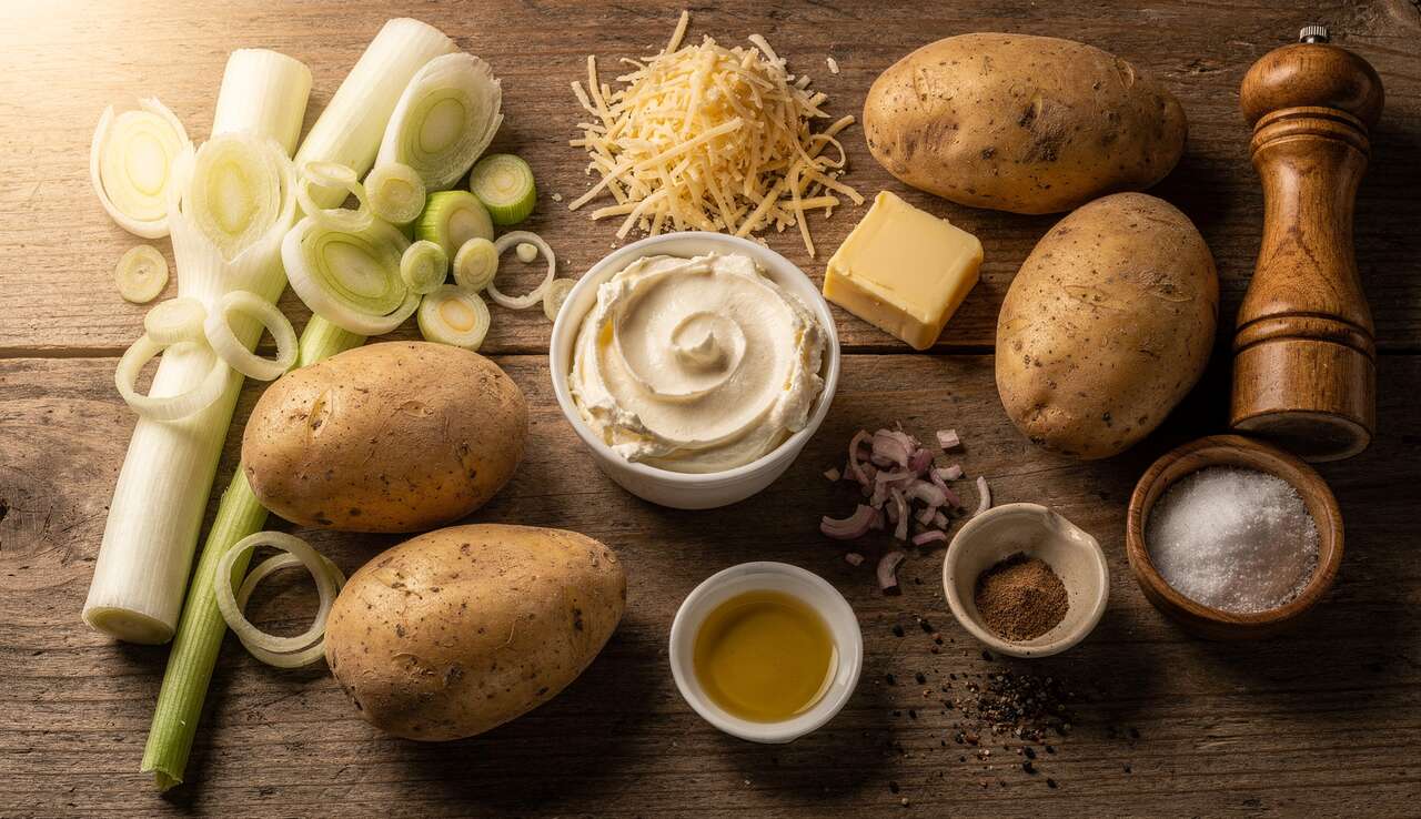 Pommes de terre farcies aux poireaux et fromage frais