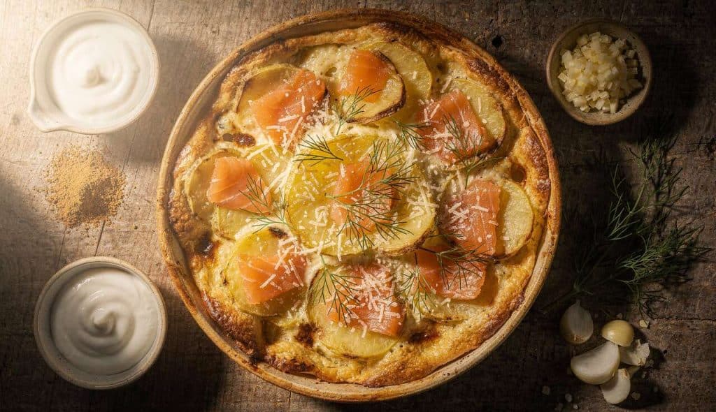 Pommes de Terre Gratinées au Saumon et Fromage : recette Savoureuse