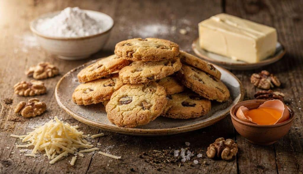 Sablés gourmands au fromage et noix : recette savoureuse