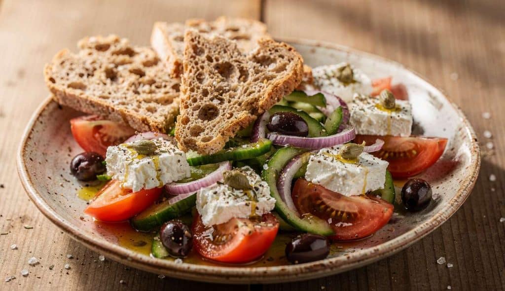 Salade crétoise au fromage de brebis : recette authentique