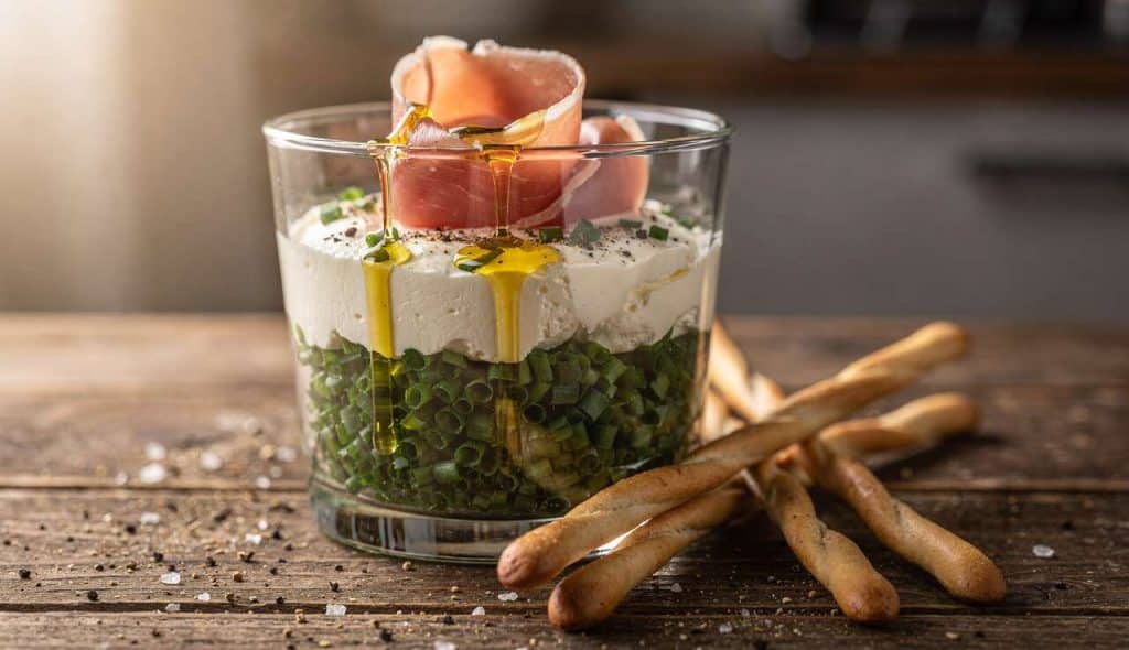 Verrines de jambon blanc au fromage frais : recette gourmande