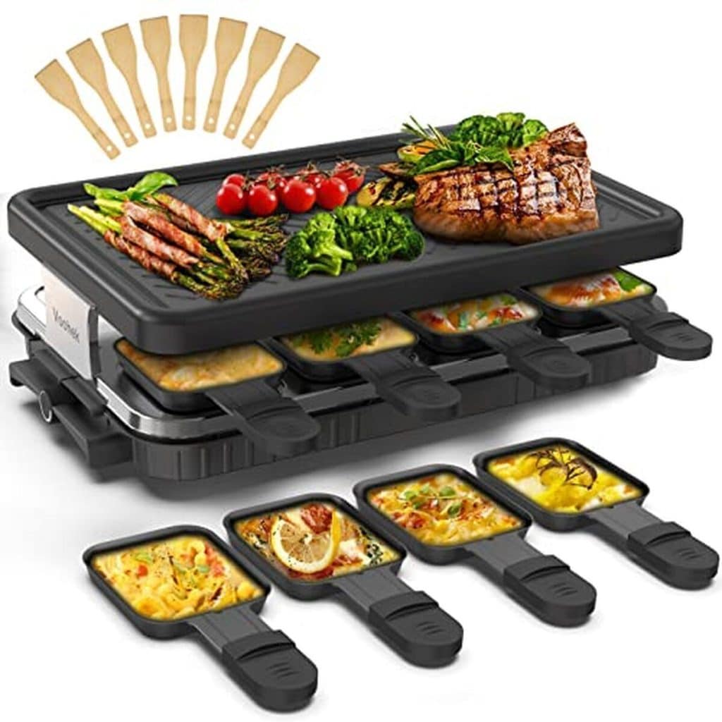Test raclette électrique 1300W à 8 personnes de couleur noire