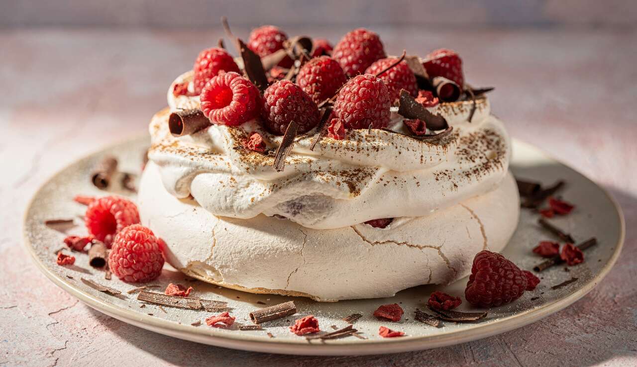 Recette de la pavlova de Pâques : vanille, chocolat, framboise