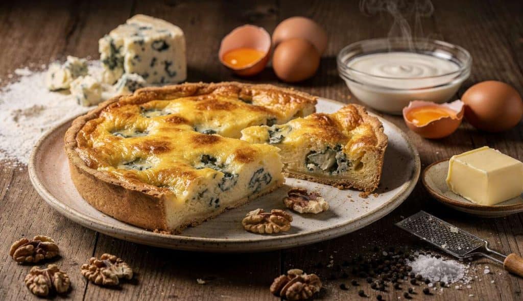 Recette de quiche sans pâte au bleu