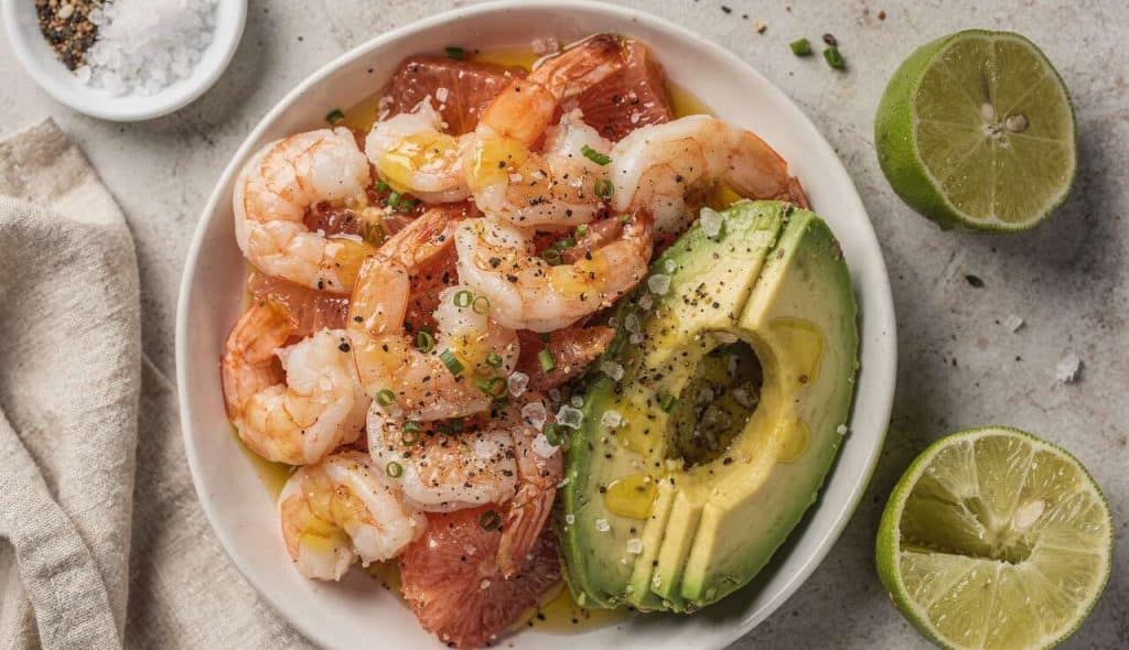 Salade de Crevettes, avocat et Pamplemousse : recette Fraîche et Savoureuse