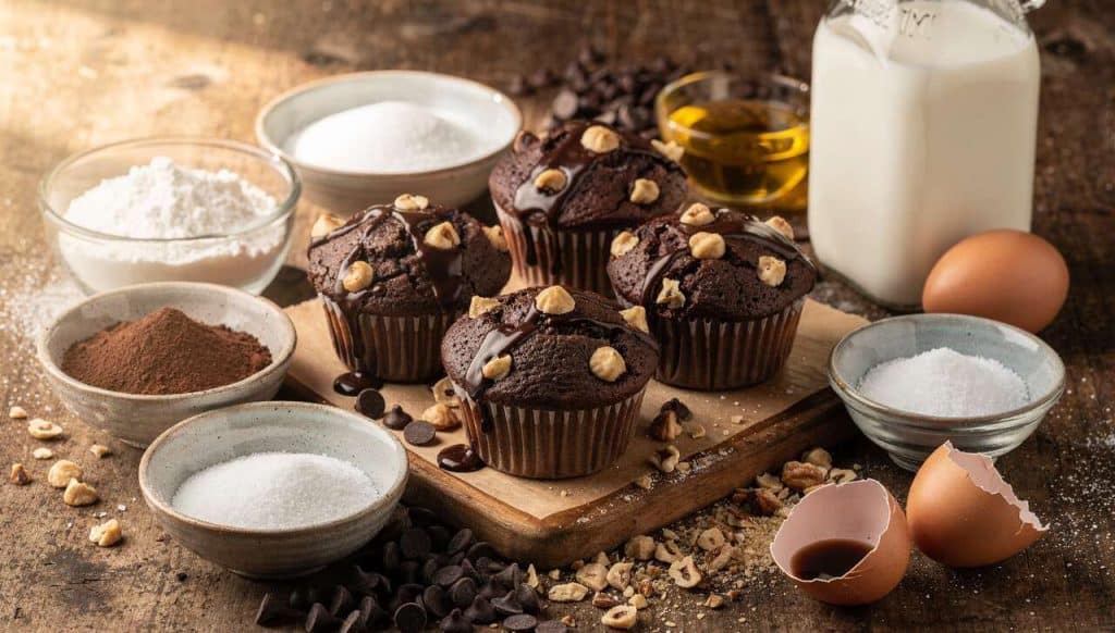 Muffins Double Chocolat et Noisette : recette Gourmande