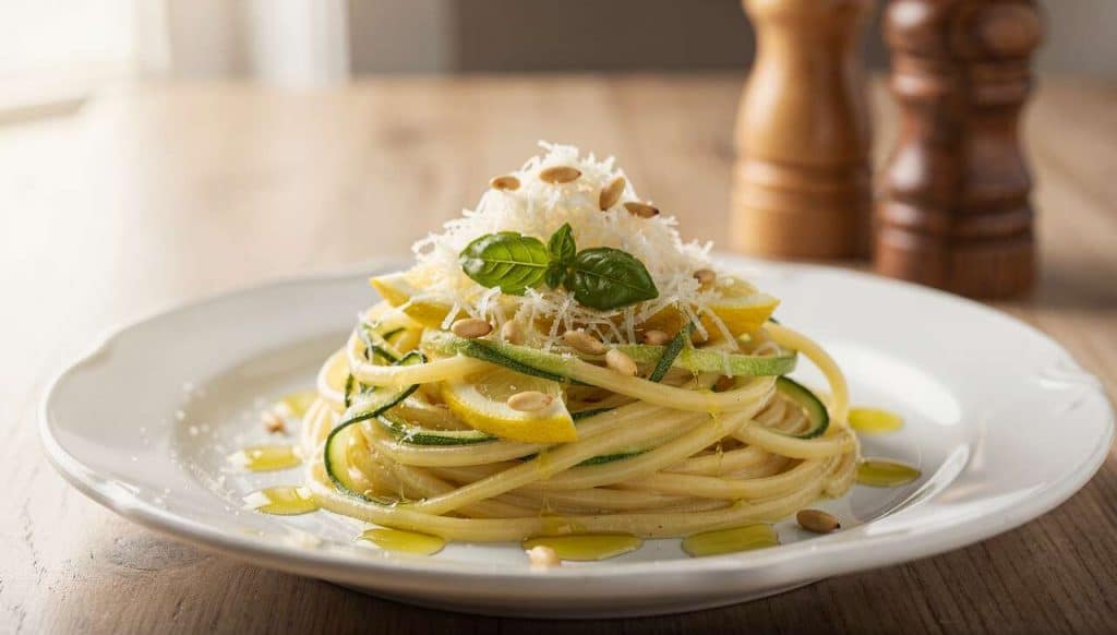 Linguine aux citrons, courgettes et crème de parmesan : la recette savoureuse