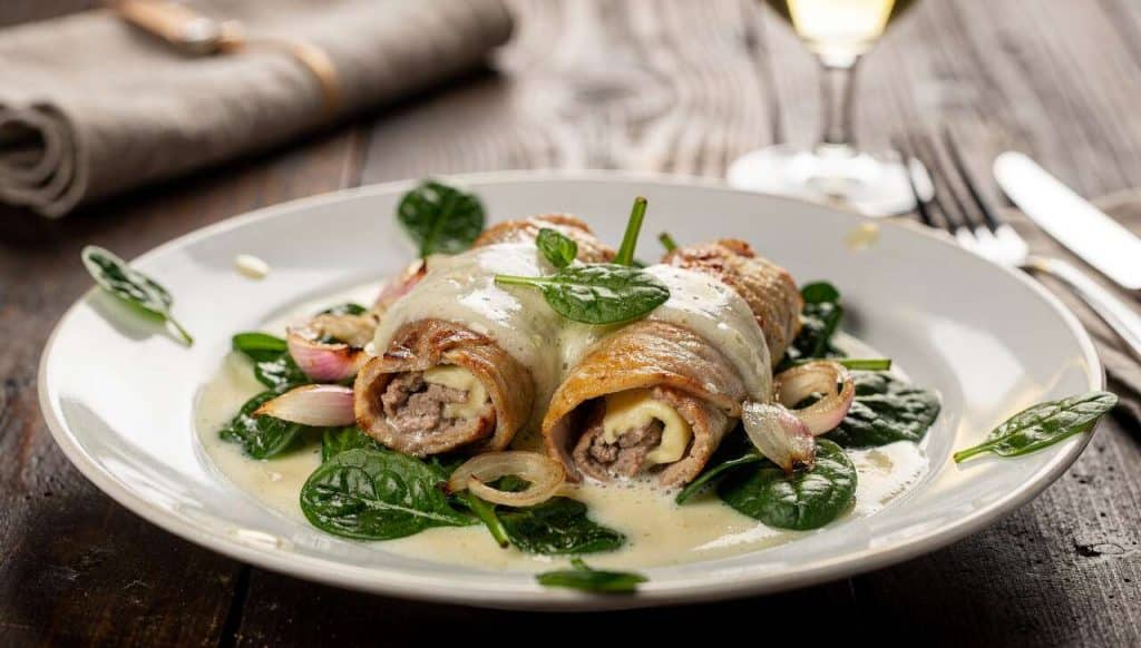 Recette de paupiettes de Maroilles aux feuilles d'épinards