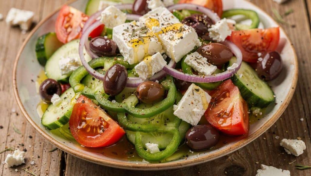 Salade grecque au fromage de brebis : une recette savoureuse
