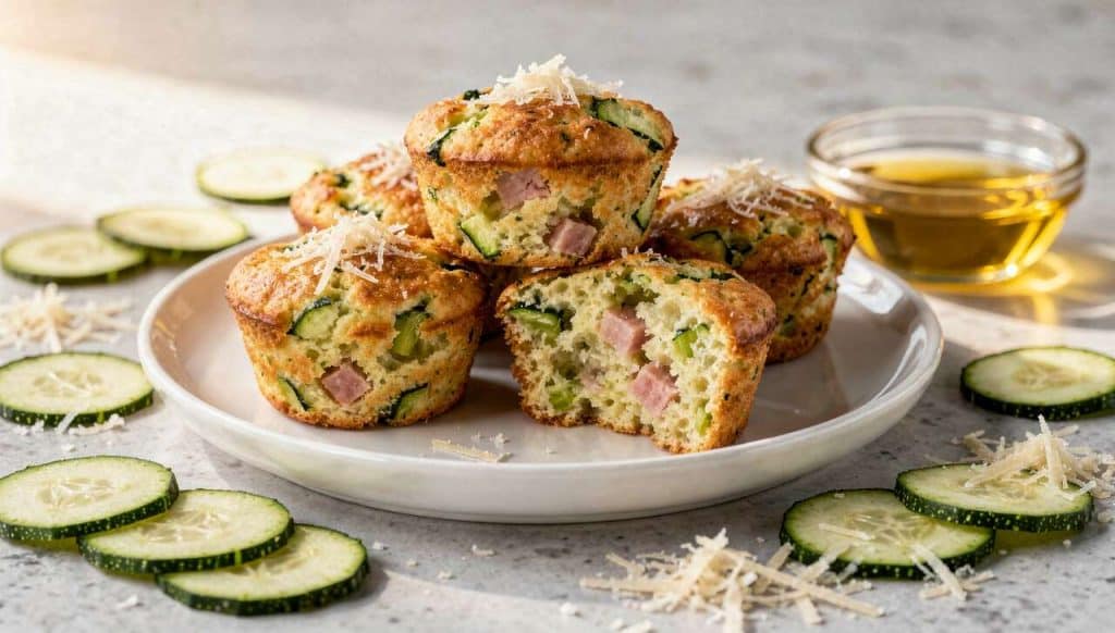 Mini-cakes courgettes, jambon et parmesan : recette savoureuse