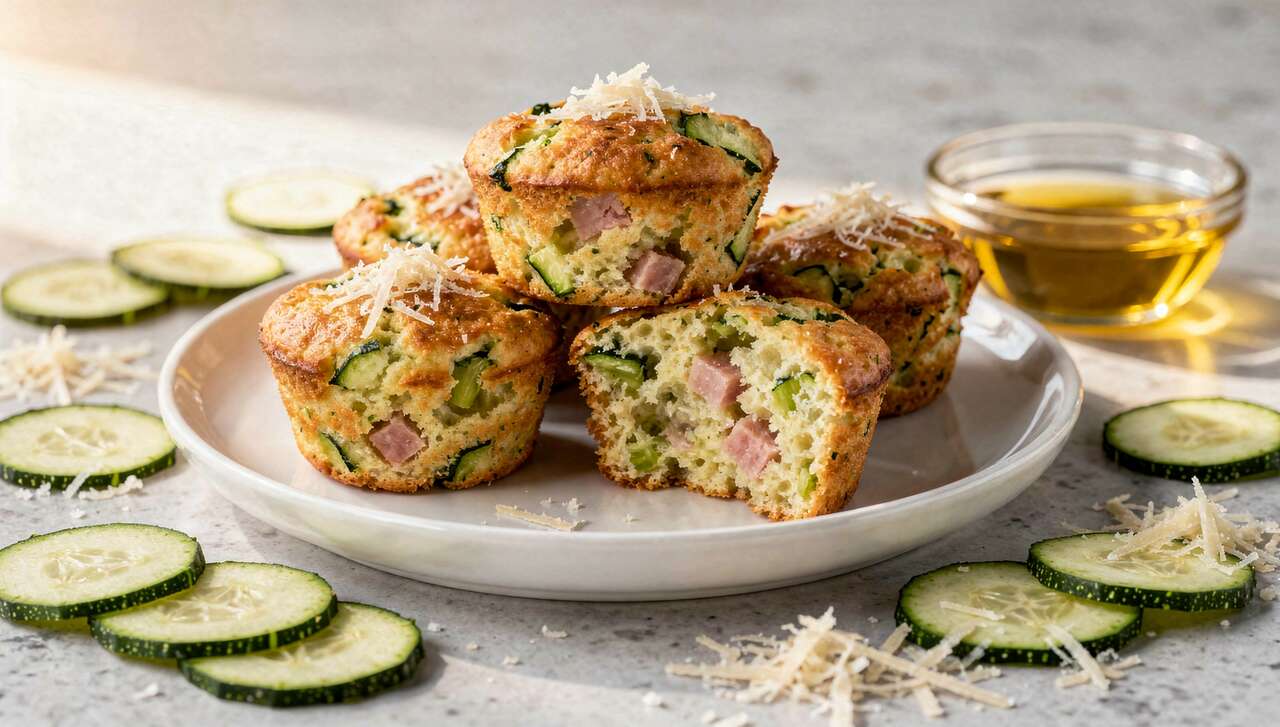 Mini-cakes courgettes, jambon et parmesan : recette savoureuse