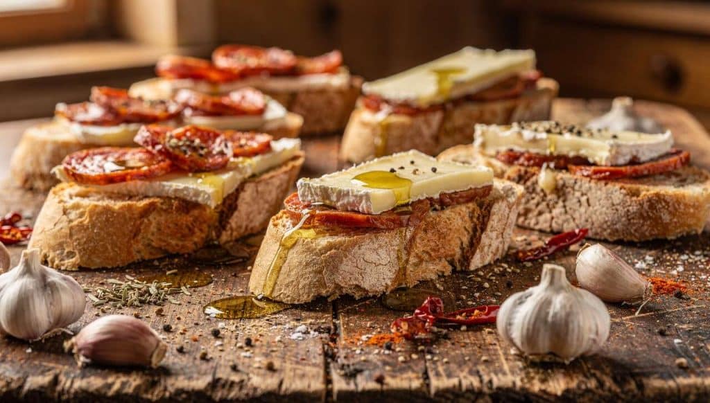 Tartines apéritives chorizo et fromage de brebis : recette savoureuse