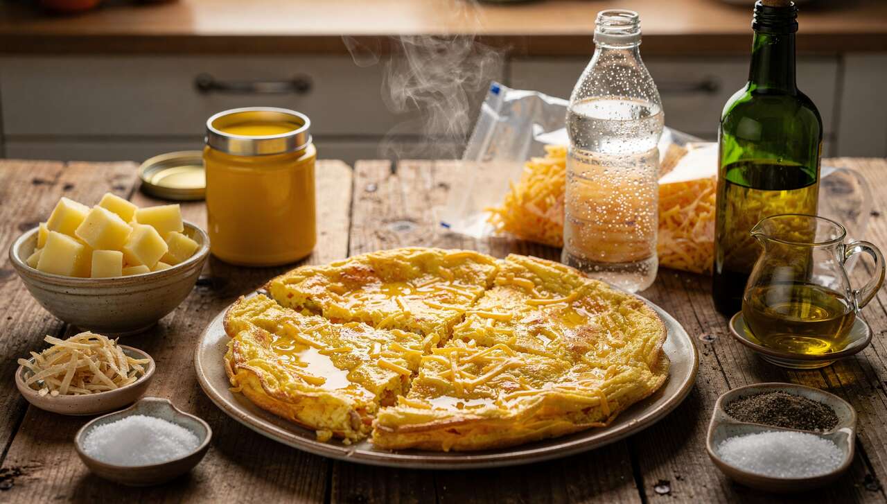 Omelette façon tortilla au Cheddar râpé : recette originale