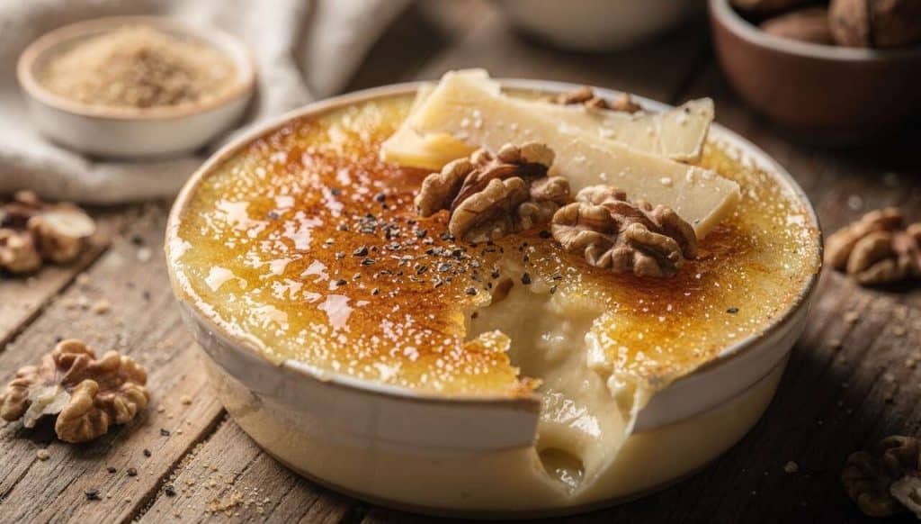 Crème brûlée au Maroilles et aux noix : recette gourmande