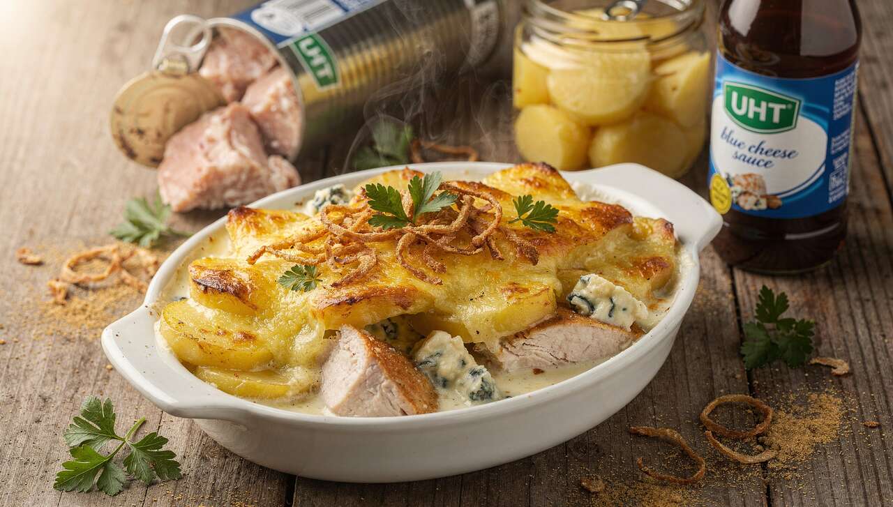 Gratin de poulet au bleu : recette savoureuse
