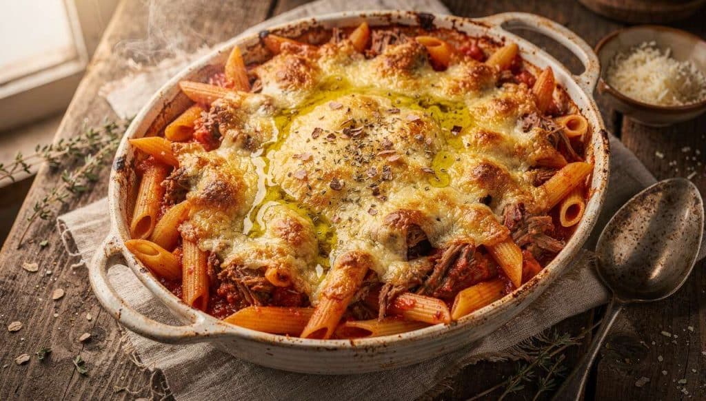 Gratin de pâtes à l'agneau : recette savoureuse et facile