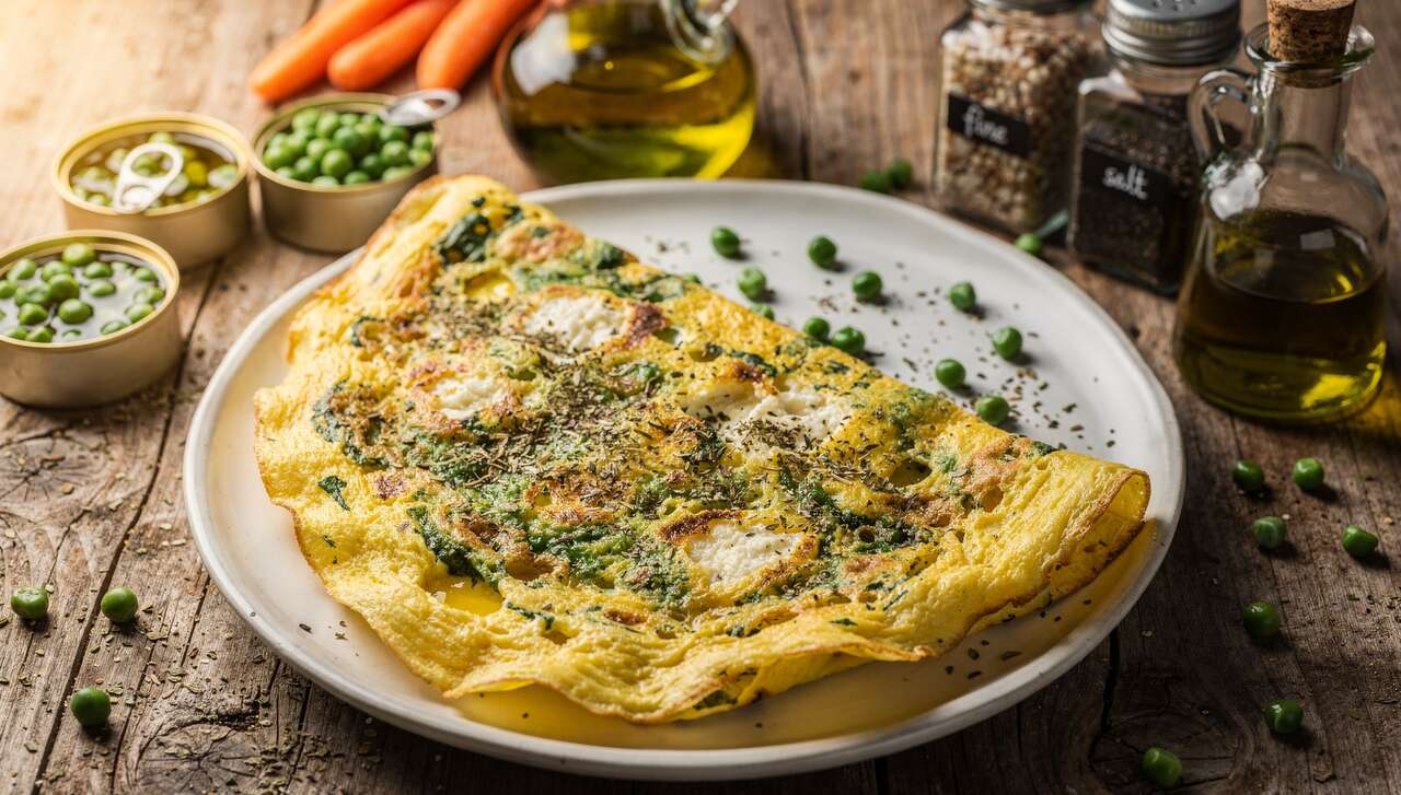 Omelette printanière au fromage frais et fines herbes
