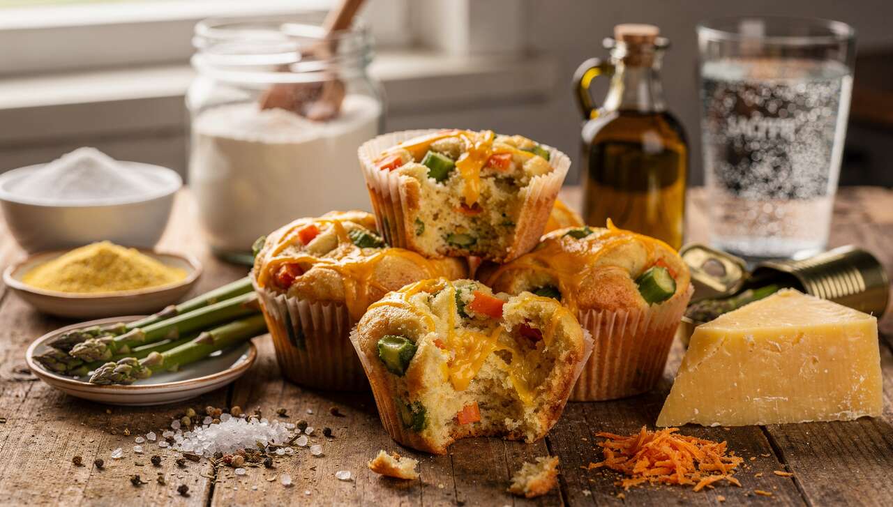 Muffins salés aux légumes : asperges, carotte et fromage